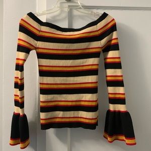 Flying Tomato - Off-The-Shoulder Ribbed Sweater